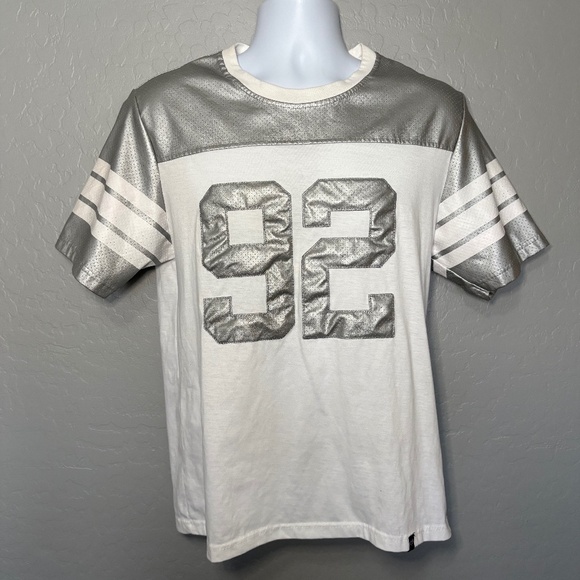 Phat Farm Y2K Vintage Silver White Number 92 Jersey T-Shirt Size Small - Picture 1 of 8